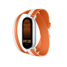 Фото Сменный кожаный браслет Xiaomi Dual-tone Leather Strap White and Orange